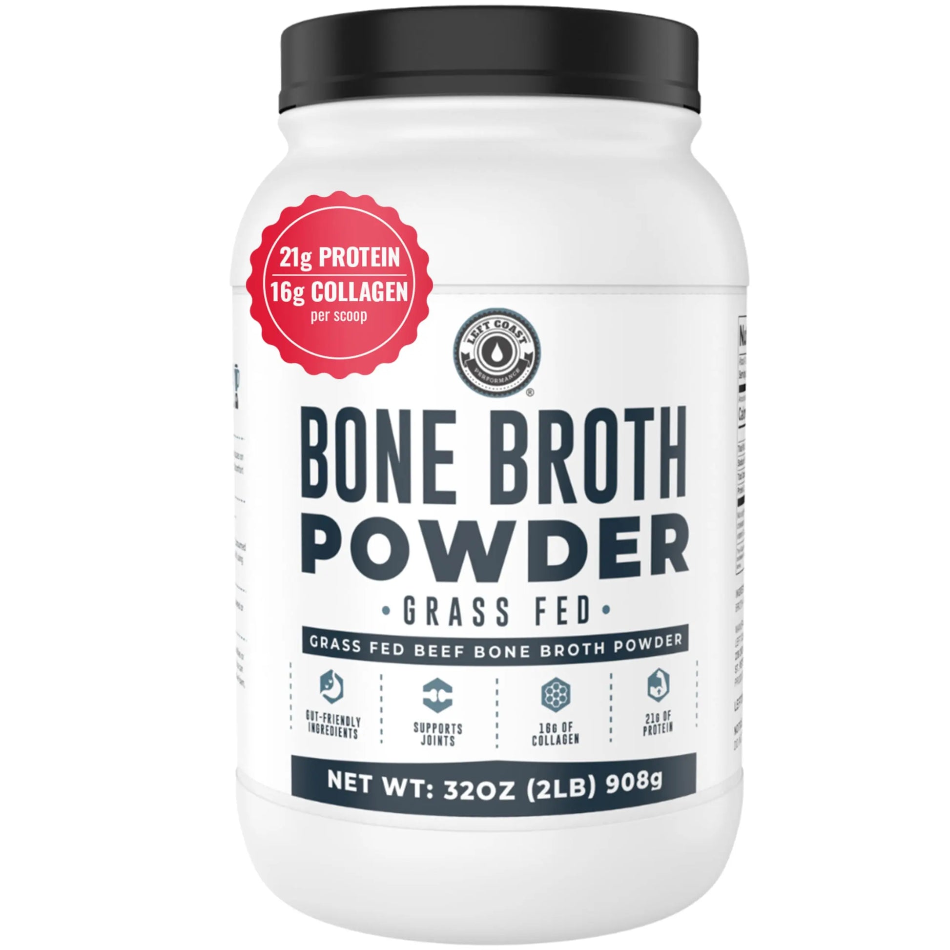 Bone Broth Protein Powder – Pure Grass-Fed Beef Bone Broth, Unflavored with Natural Collagen, Glucosamine & Gelatin – Paleo & Keto-Friendly, Non-GMO, Dairy-Free for Gut Health & Joint Support 32oz Left Coast Performance uk supplements