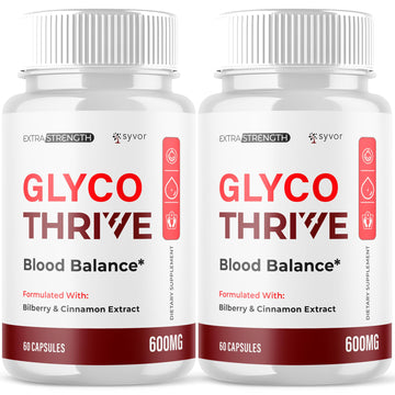 (2 Pack) Glyco Thrive Capsules, Official GlycoThrive Glycogen Support Pills with All Natural Ingredients, Advanced Formula Health Supplement with Max Strength Vitamins for Women & Men (120 Capsules) Syvor uk supplements