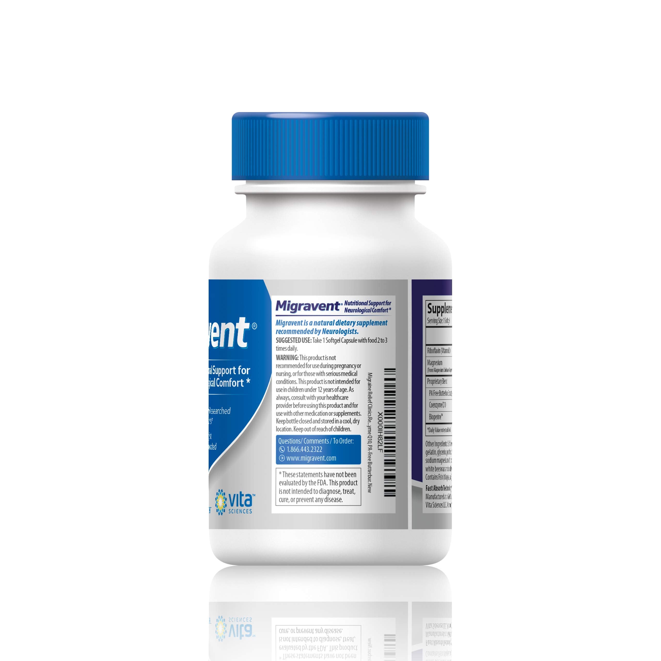 Vita Sciences Migravent – Advanced Nutritional Formula with Magnesium, CoQ10, Vitamin B2, and Butterbur for Brain and Circulatory Wellness – 60 Capsules Vita Sciences uk supplements