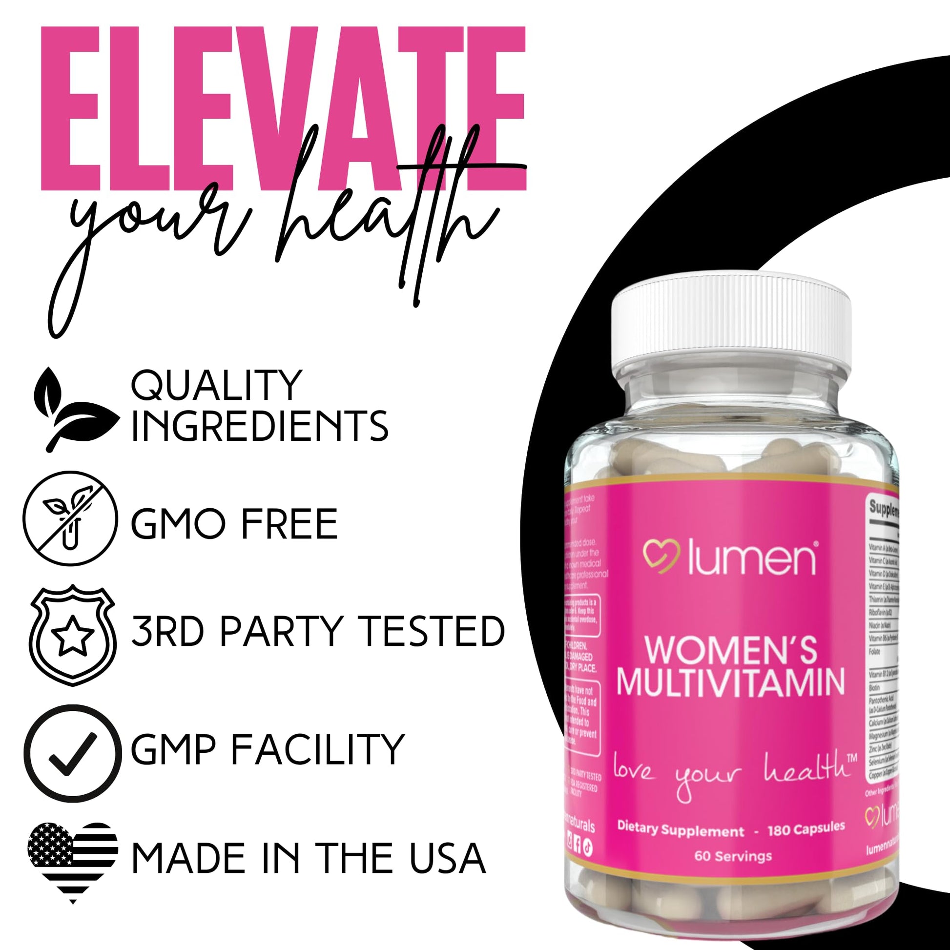Lumen Naturals Women's Multivitamin Vitamin B12, A, C, D, & E - 180 Count - 60 Servings - Veggie Capsules Lumen Naturals uk supplements