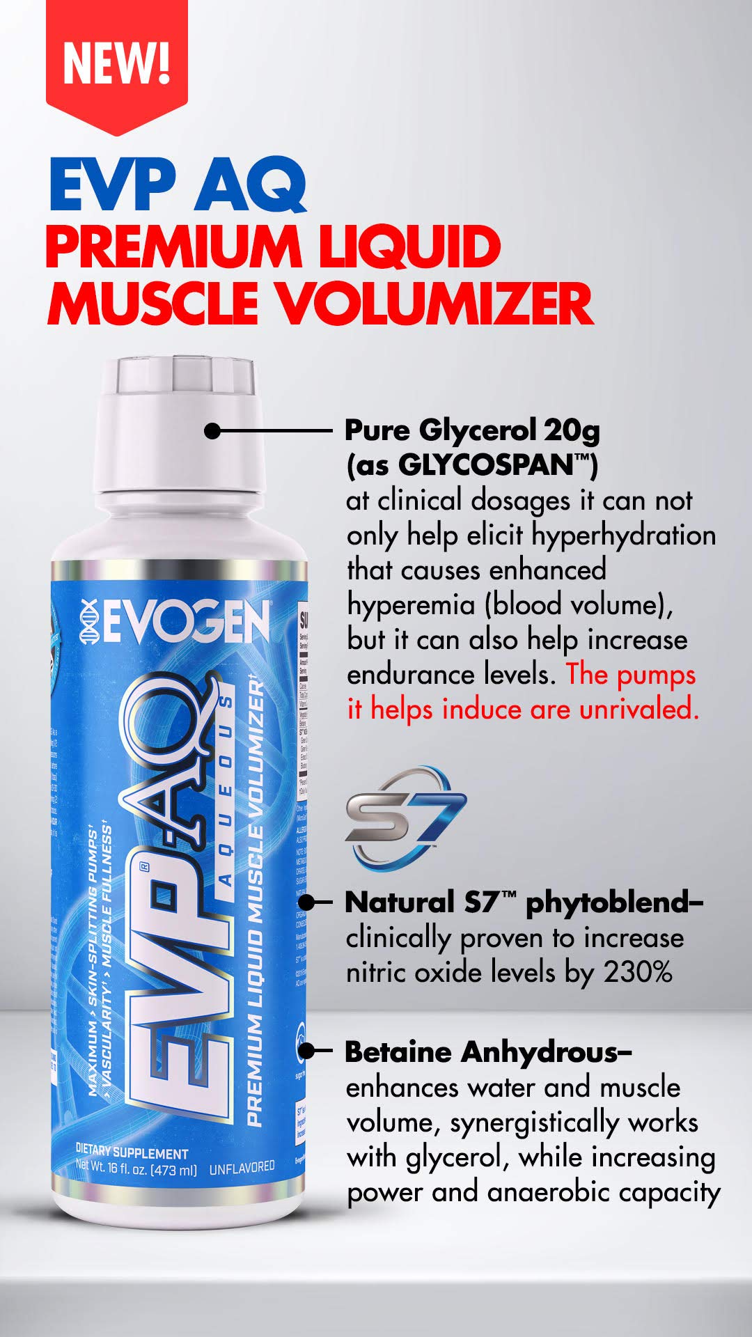 Evogen EVP AQ Unflavored | Premium Liquid Glycerol, Betaine anhydrous, S7, Sodium Evogen uk supplements