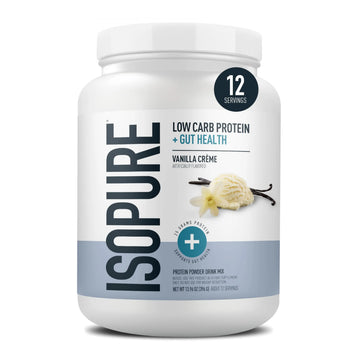 Isopure Protein + Gut Health & Immune Support Powder, Vanilla Crème, 25g Whey Protein with Prebiotics & Vitamins, 12 Servings (Pack of 1) Isopure uk supplements