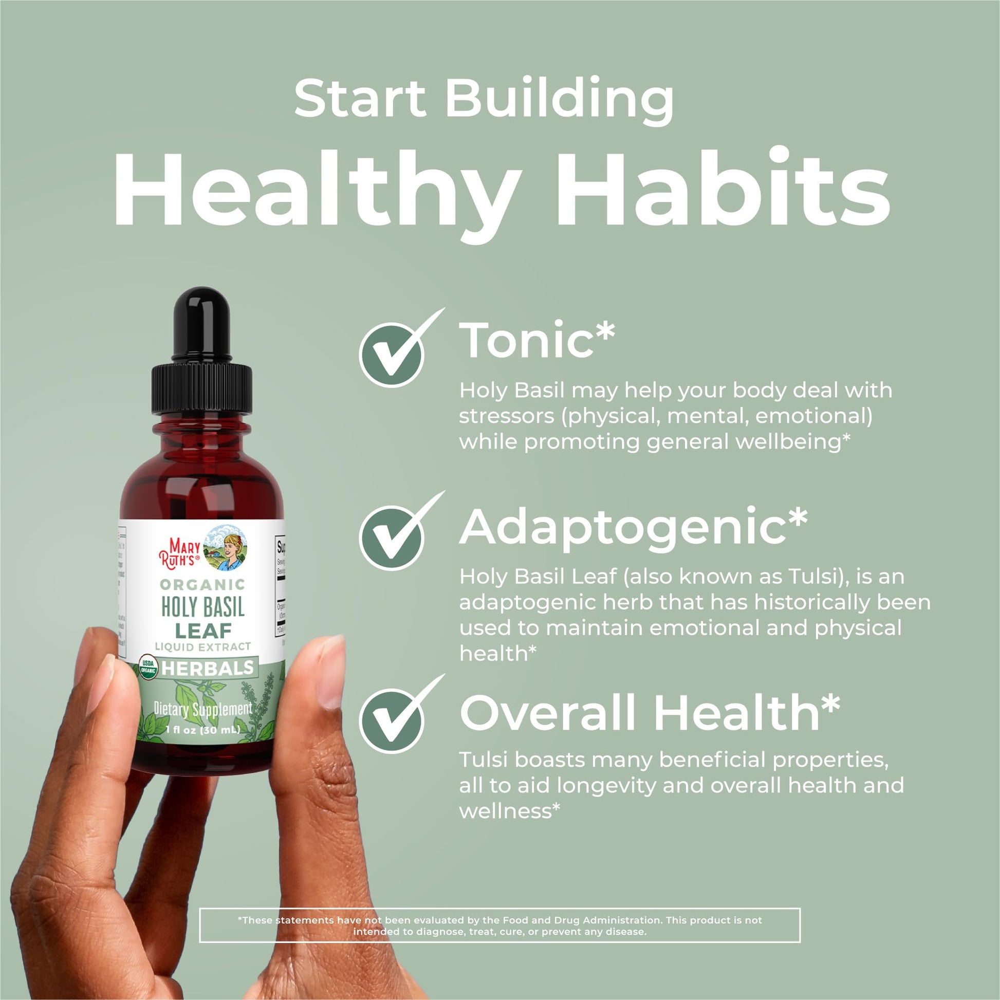 MaryRuth Organics Holy Basil Sugar Free | Tulsi Holy Basil Herbal Liquid Drops | Antioxidant | Cognitive Function | Digestive Support | Energy Levels | Vegan | Non-GMO | 1 Fl Oz MARYRUTH'S uk supplements