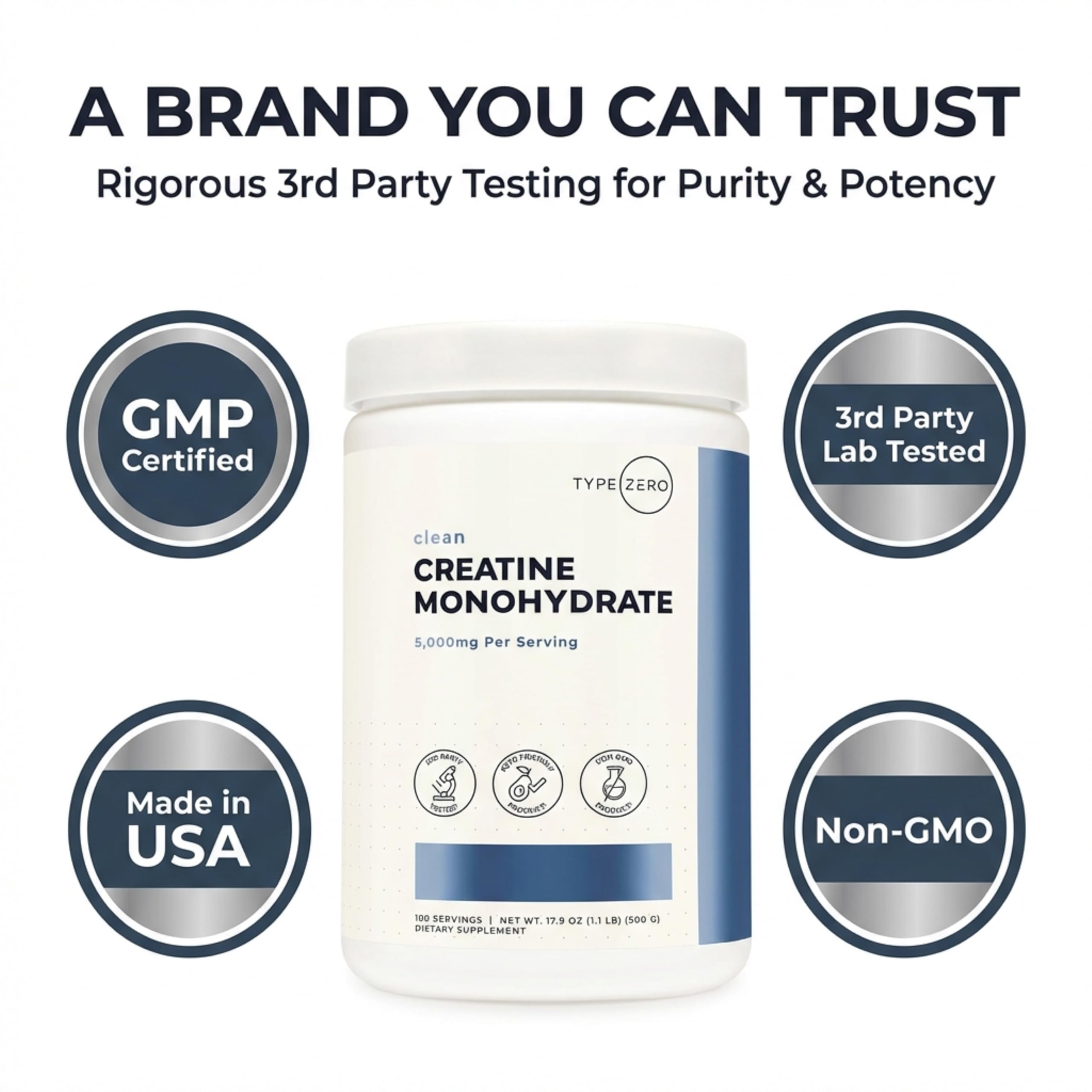 Type Zero Creatine Monohydrate Powder (Unflavored | 500g), 5000 mg Per Serving, Micronized, Zero Sugar, Keto Friendly & Gluten Free, 100 Servings Type Zero uk supplements