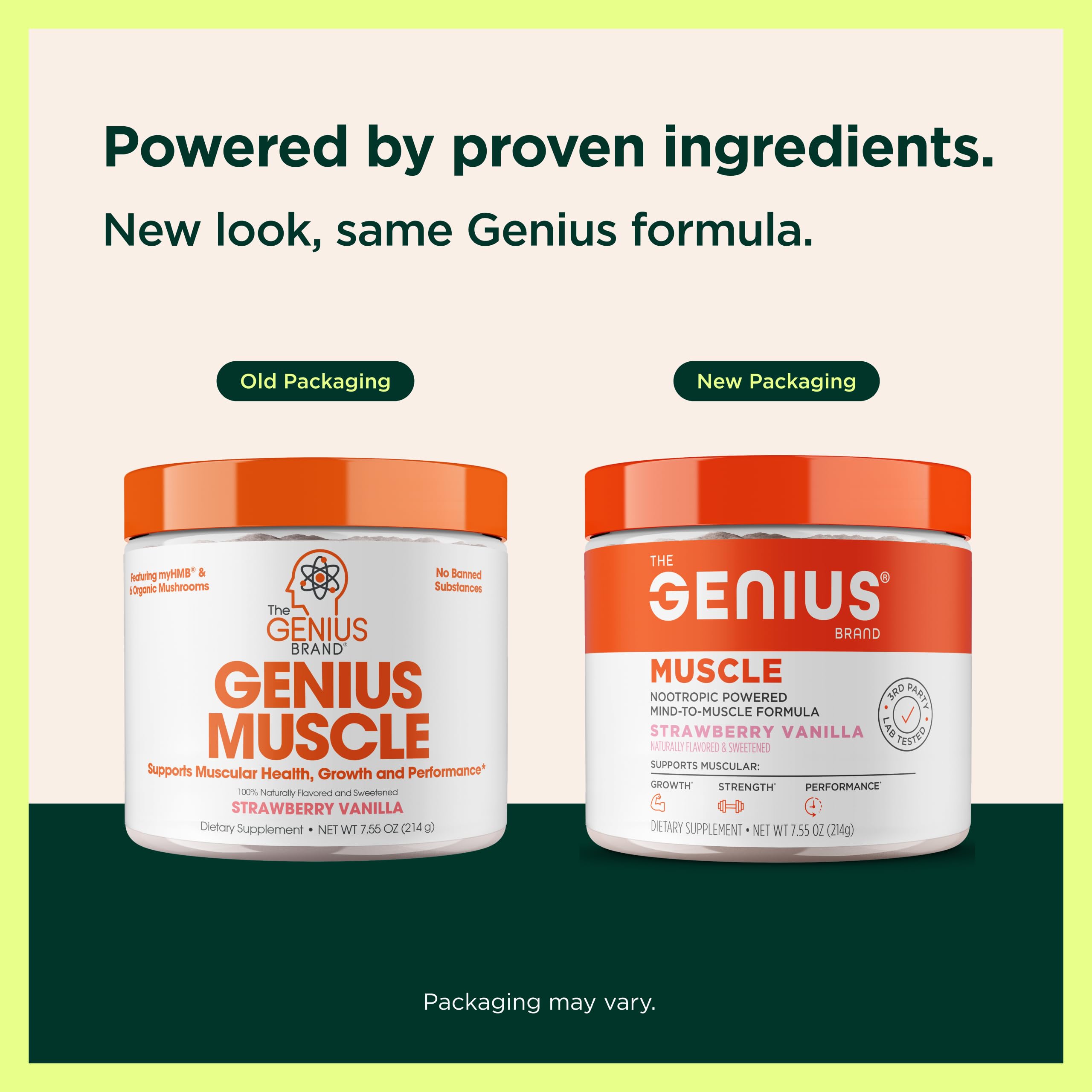 The Genius Brand Genius Muscle - Muscle Health Supplement for Growth, Endurance & Recovery - Non-Hormonal Formula - 6 Organic Mushrooms - Naturally-Sweetened - 30 Servings - Strawberry Vanilla The Genius Brand uk supplements