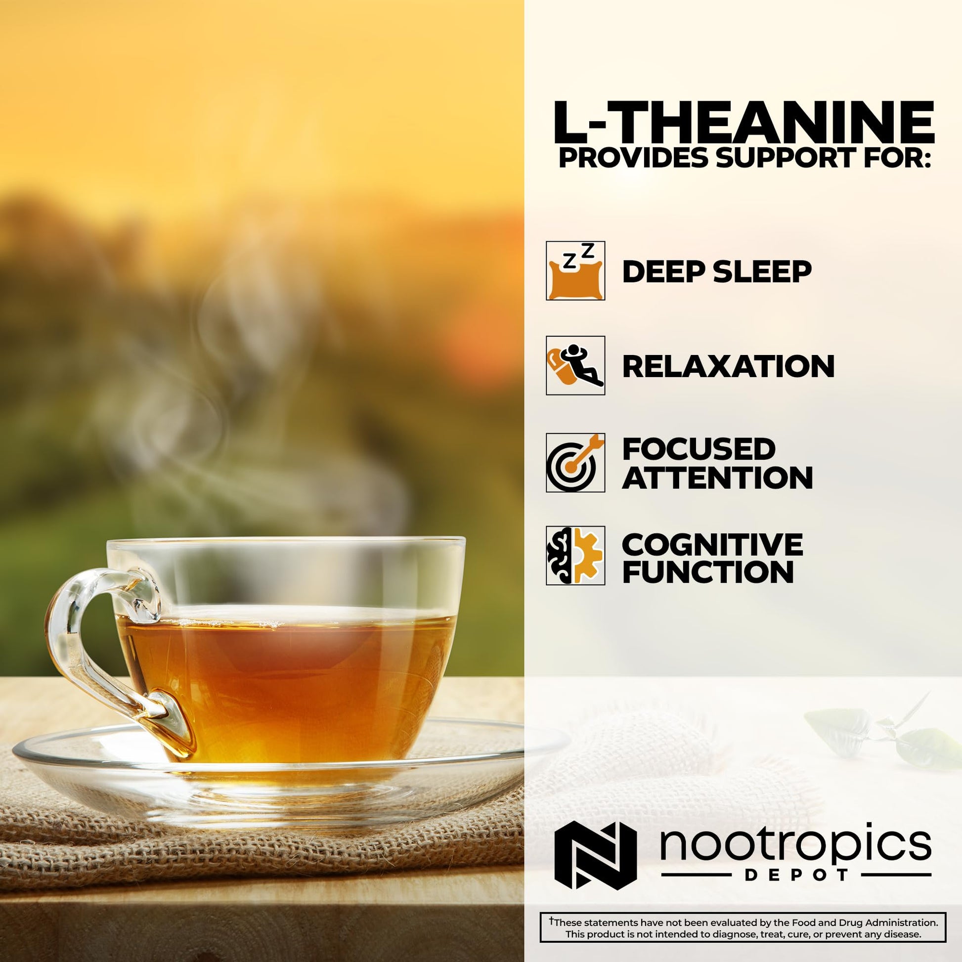 Nootropics Depot L-Theanine Capsules 200mg (180 Count) | Promotes Relaxation | Supports Healthy Stress Levels + Sleep Cycles | Promotes Cognitive Function + Focus | Amino Acid Supplement Nootropics Depot uk supplements