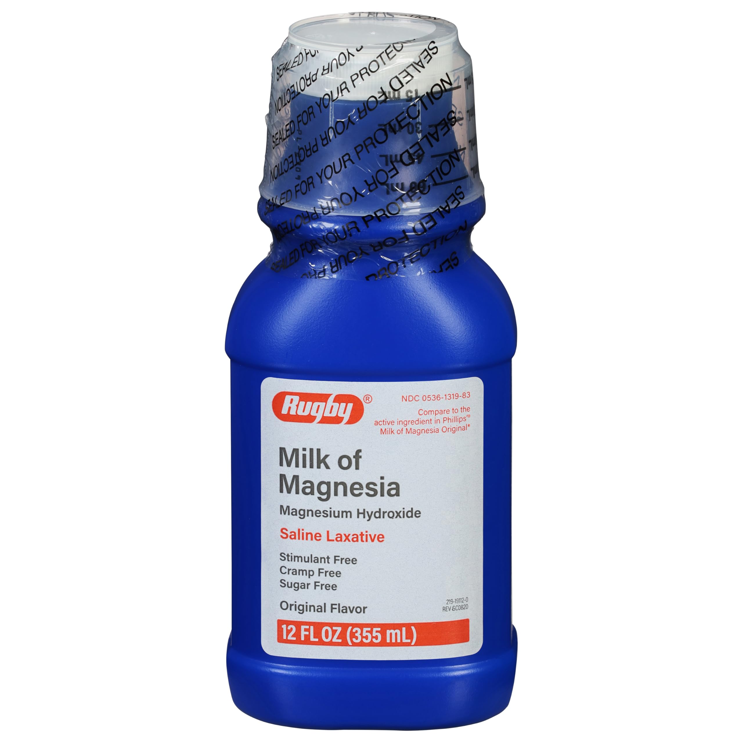 Rugby Milk of Magnesia Magnesium Hydroxide Saline Laxative – Stimulant, Cramp & Sugar-Free - Original Flavor – 12 Fl Oz RUGBY LABORATORIES uk supplements
