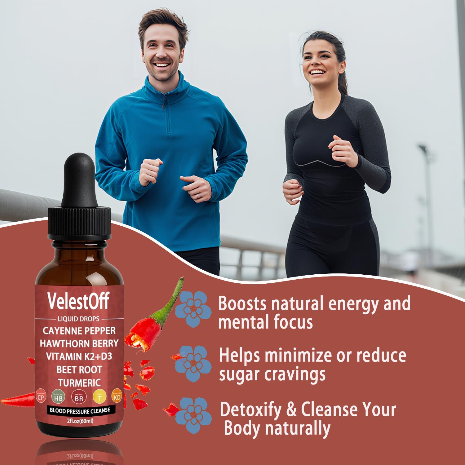 Velestoff Cayenne Pepper & Cayenne Pepper Drops Liquid Supplement with Hawthorn, Beet Root, Turmeric, Vitamin K2 D3 Nutralis uk supplements
