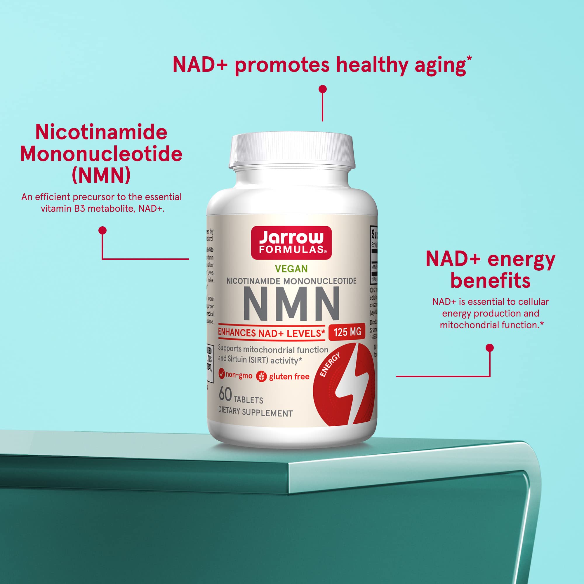 Jarrow Formulas Nicotinamide Mononucleotide (NMN) - 60 Tablets - Supports Energy Production - Dietary Supplement - Vegan, Gluten Free, Non-GMO - 60 Servings (Packaging May Vary) Jarrow Formulas uk supplements