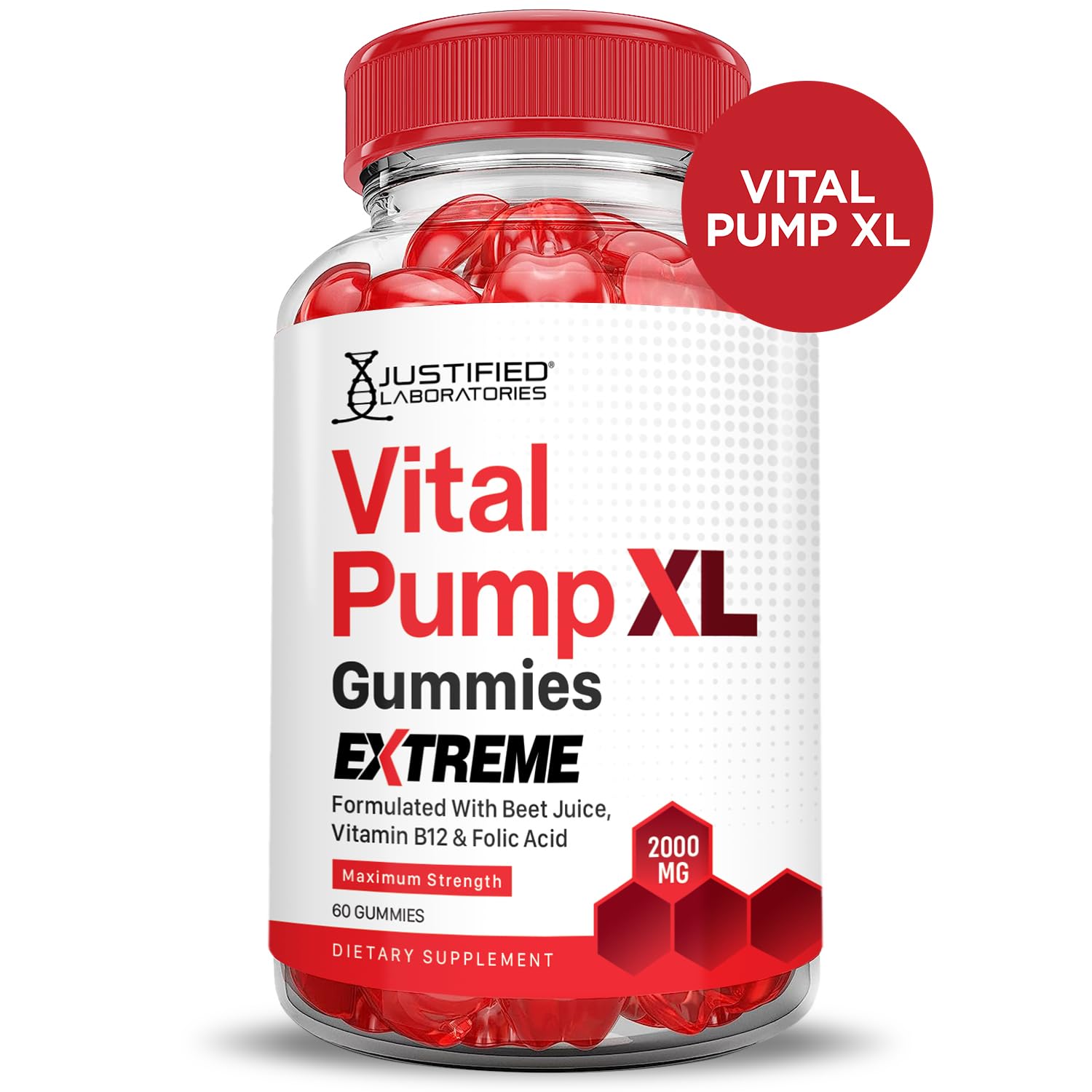 Justified Laboratories Vital Pump XL Extreme 2000MG Performance Gummies Vital PumpXL Advanced Formula Formulated with Beet Juice ACV Pomegranate Powder B12 Vegan Non GMO 60 Gummys Justified Laboratories uk supplements