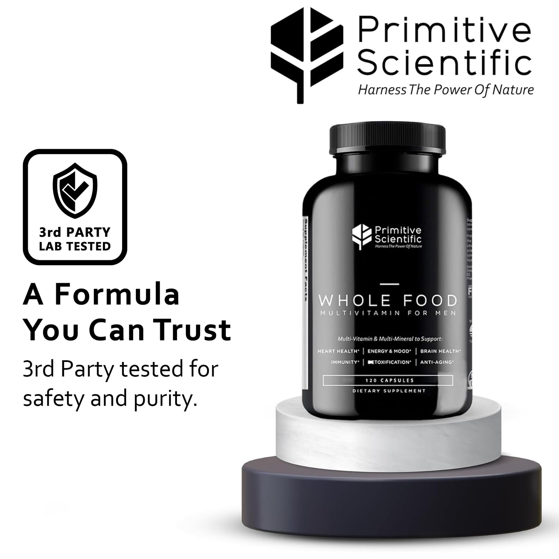 Primitive Scientific Whole Food Natural Multivitamin and Mineral Capsules for Men - All-Day Energy, Inner Zen, and Stronger You (120 Capsules) Primitive Scientific uk supplements