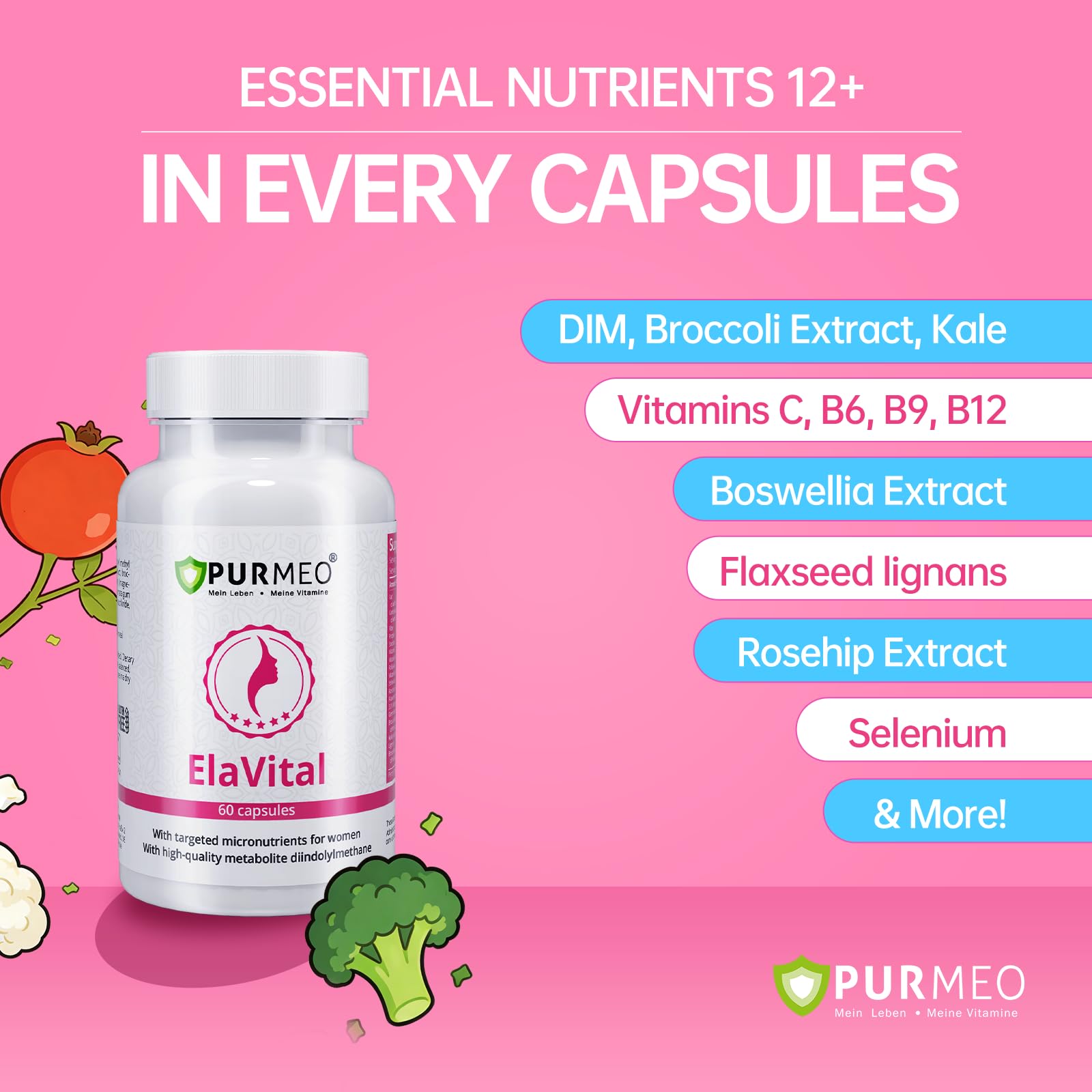 purmeo DIM Supplement for Women, Patented Formula Diindolylmethane Support Estrogen Hormone Balance & Breast Health, Non-GMO, 60ct Vegan Capsules purmeo uk supplements