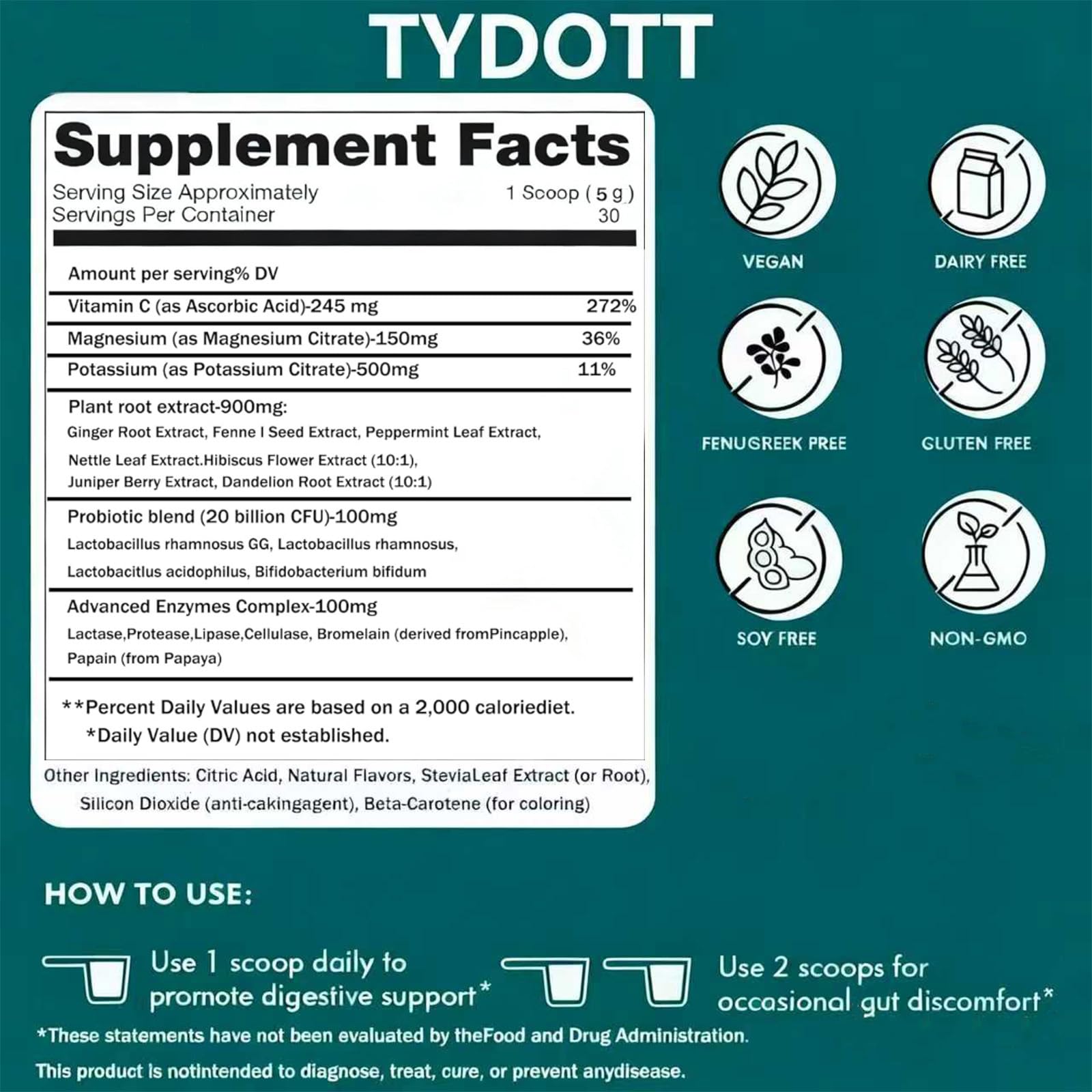 TYDOTT Debloat Pro, Contains Probiotics and Digestive Enzymes to Relieve Bloating, Supports Gut Health, Nutrient Absorption, and Stomach Comfort to Support Digestive Health AZX uk supplements
