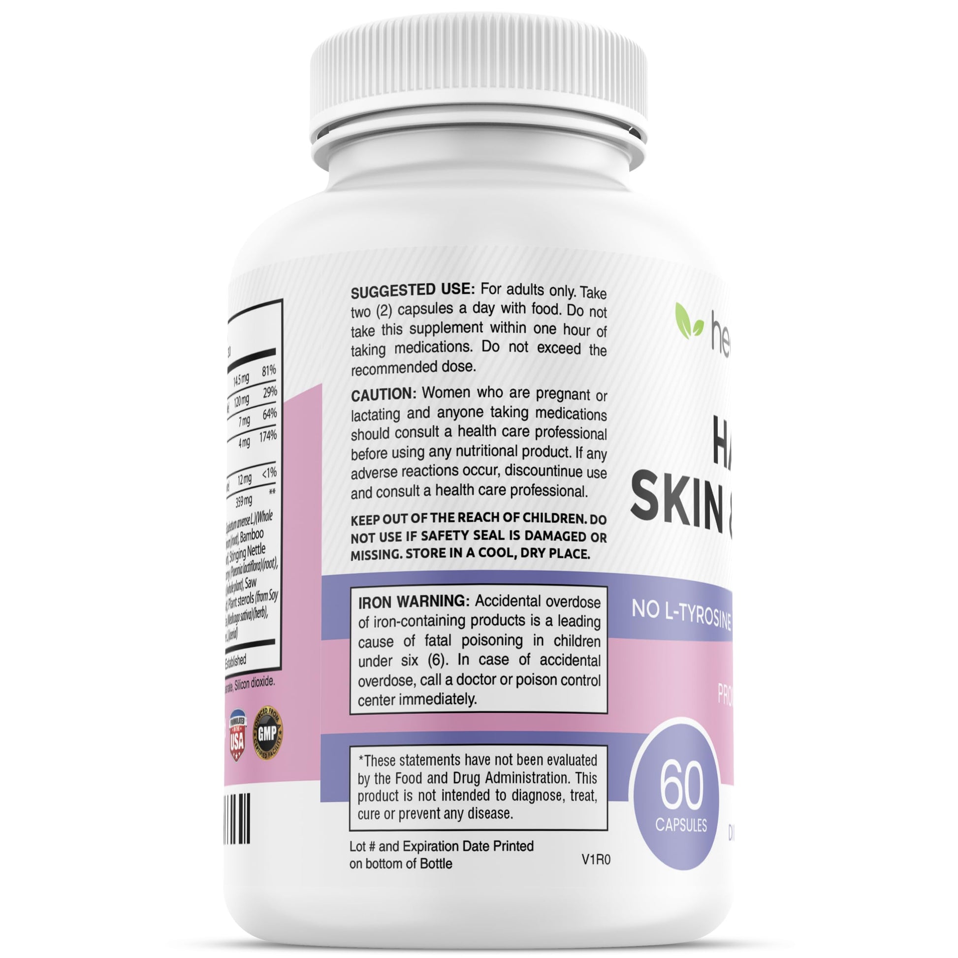 healblend Hair Skin and Nails Vitamins for Women with Biotin 5000 mcg, Iron and Manganese | Vegan, Non-GMO | 60 Capsules healblend uk supplements