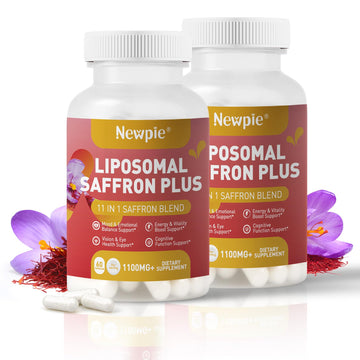 Newpie Saffron Supplements - 100% Pure Saffron Extract Capsules - Natural Mood Enhancer, Supports Eye & Heart Health, Boosts Energy - Premium Supplement for Women & Men（60 Servings (2) Newpie uk supplements