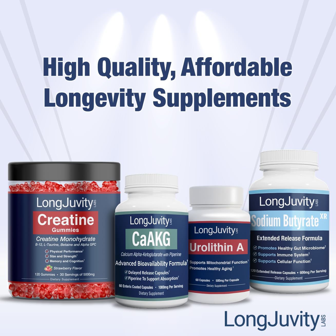 LongJuvity Sodium Butyrate Supplement (300mg) - Optimal Gut Health for Men & Women - Digestion Support & Leaky Gut Repair - Postbiotic Short Chain Fatty Acid, Lab Tested (120 Extended Release Caps) LongJuvity Labs uk supplements