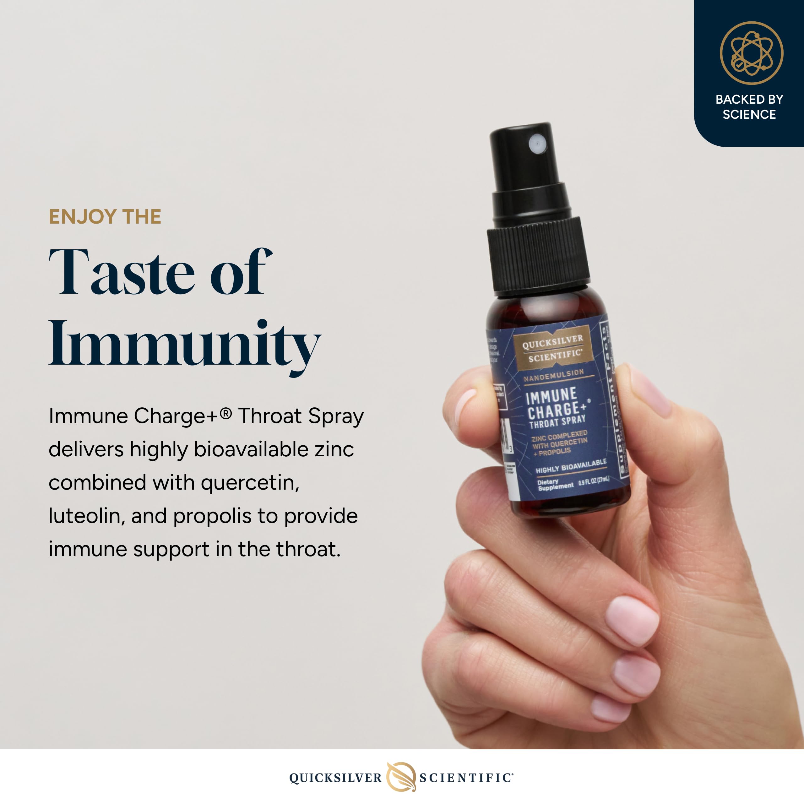 Quicksilver Scientific Immune Charge+ Zinc Throat Spray - Immune Support Liquid Supplement with Quercetin - 'Throat Coat' with Liposomal Absorption Technology (0.9 fl oz / 27ml) Quicksilver Scientific uk supplements
