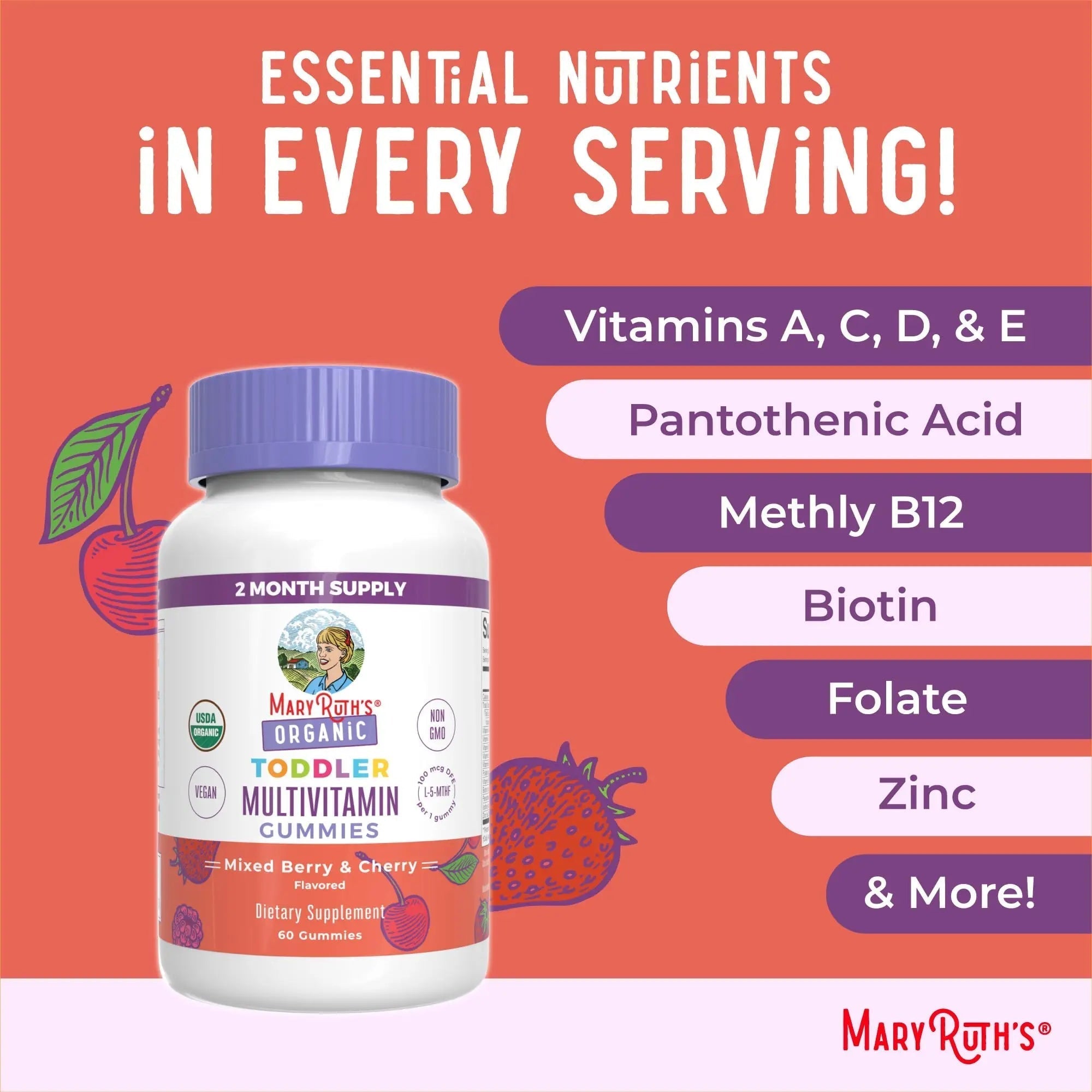 MaryRuth Organics Vitamin Gummy | Kids and Toddlers Age 2+ | USDA | Daily Vitamin C | D3 | Zinc | MaryRuth Organics uk supplements