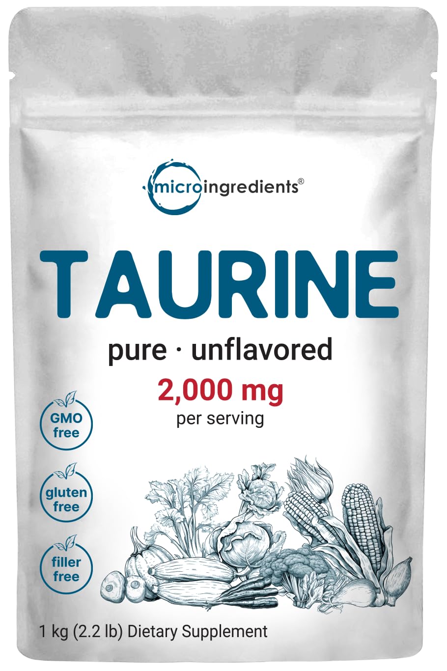 Micro Ingredients Taurine Powder Supplement | 1 KG, 2000mg Per Serving | Unflavored | 100% Pure, Easily Absorbed Free Form | Essential Amino Acids for Exercise, Energy, & Heart Support Micro Ingredients uk supplements