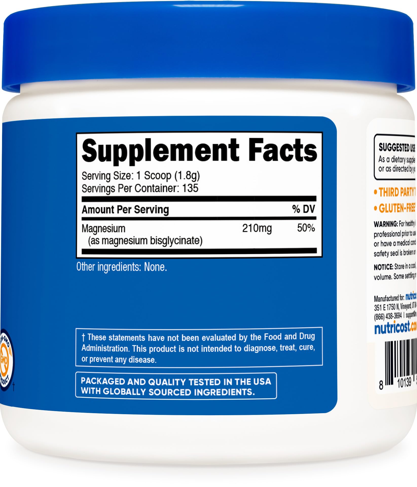 Nutricost Magnesium Glycinate Powder (250 Grams) (Unflavored) Nutricost uk supplements