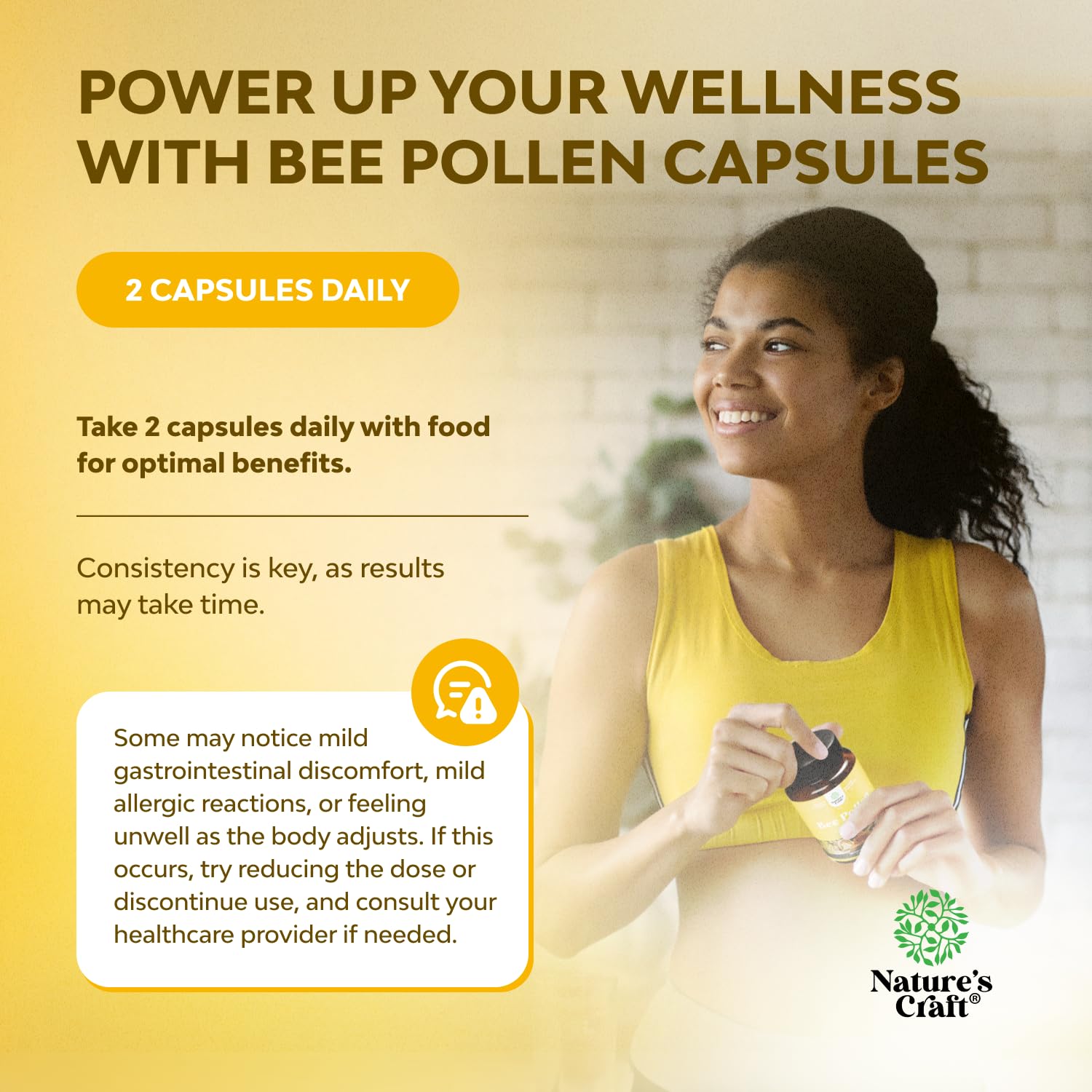 Bee Pollen Pills for Breast Growth 180 Ct - Bee Pollen Supplement 1000mg Serving with Naturally Occurring B Vitamins Minerals & Enzymes - Breast Support Supplement - Vegetarian Non-GMO & Gluten Free Natures Craft uk supplements