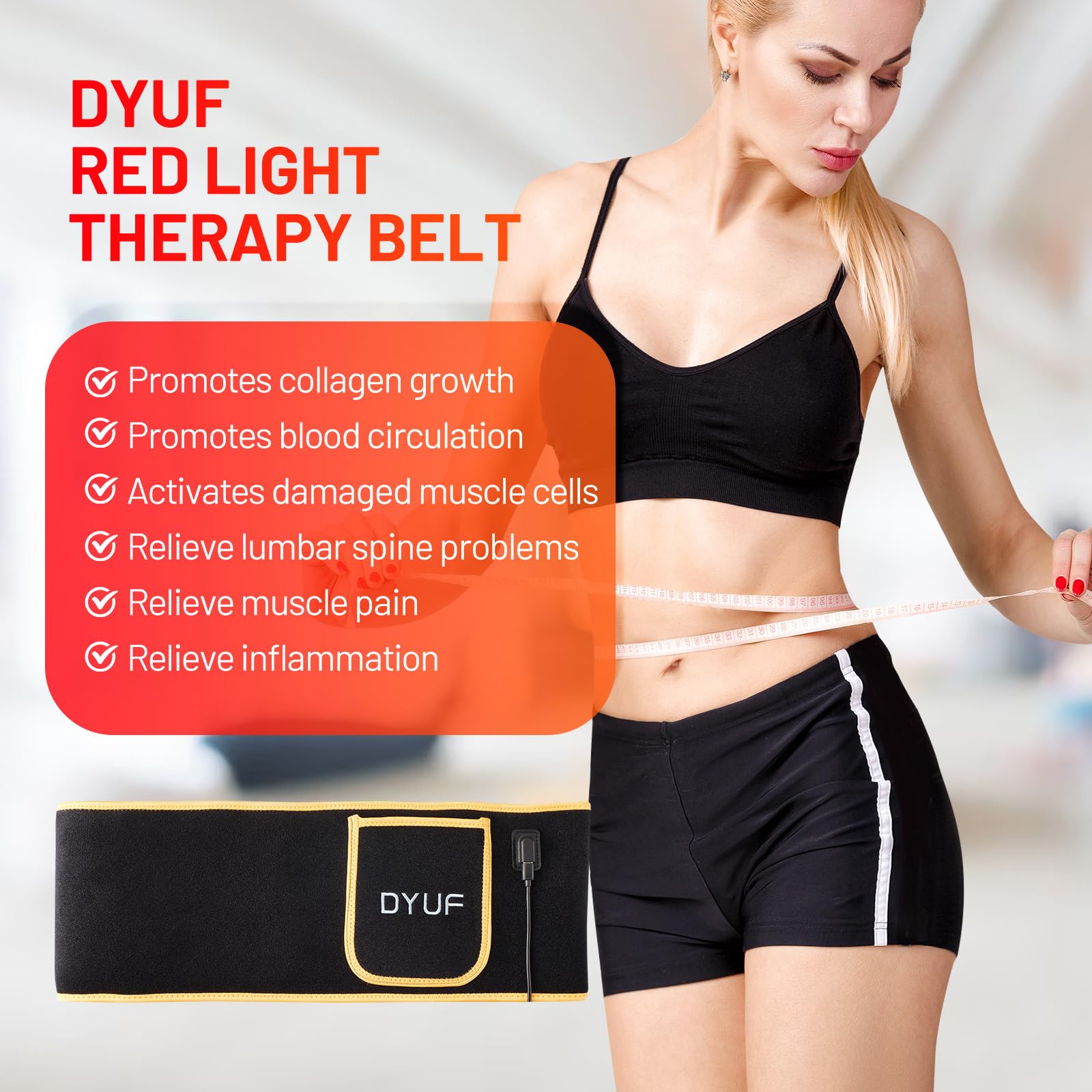 Red Light Therapy Belt DYUF Infrared Light Therapy : Muscle Recovery, Pain Relief, and Healing Device DYUF uk supplements