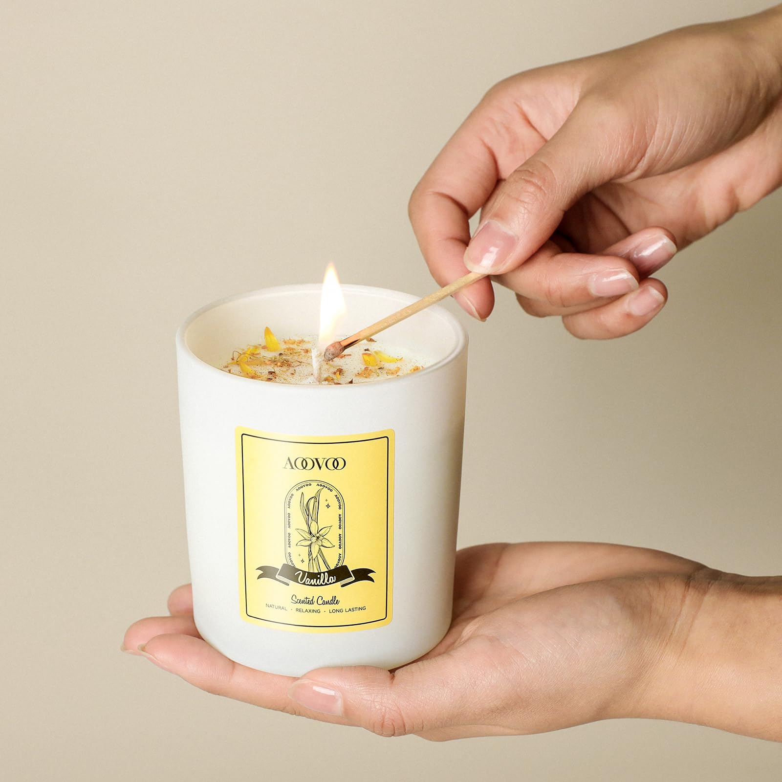Vanilla Soy Candles Gift for Women - Aromatherapy Candle with Crystals Inside, 10oz Natural Soy Wax Candles AOOVOO uk supplements