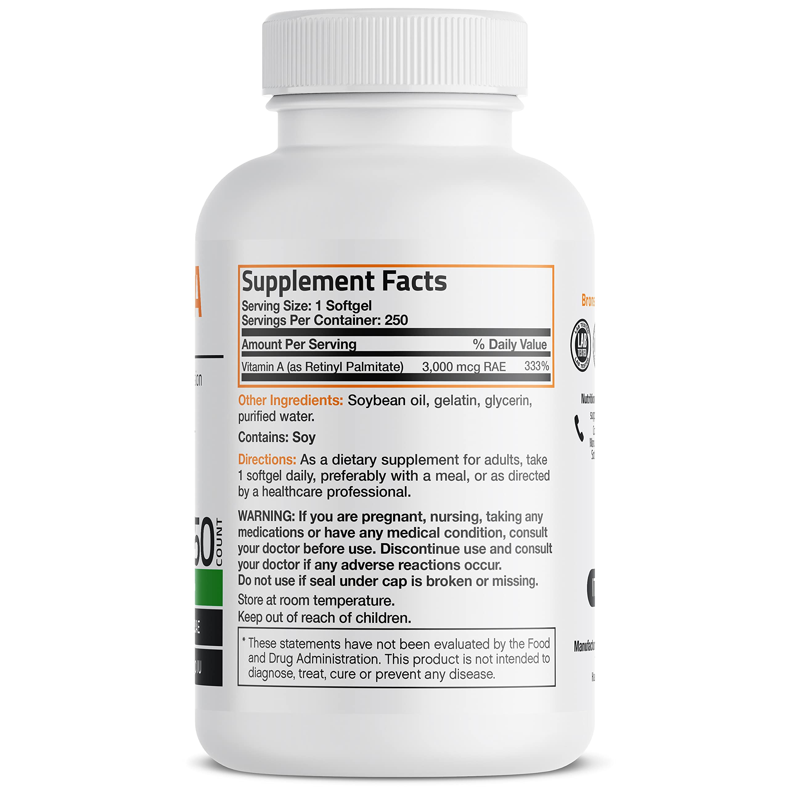 Bronson Vitamin A 10,000 IU Premium Non-GMO Formula Supports Healthy Vision Bronson uk supplements