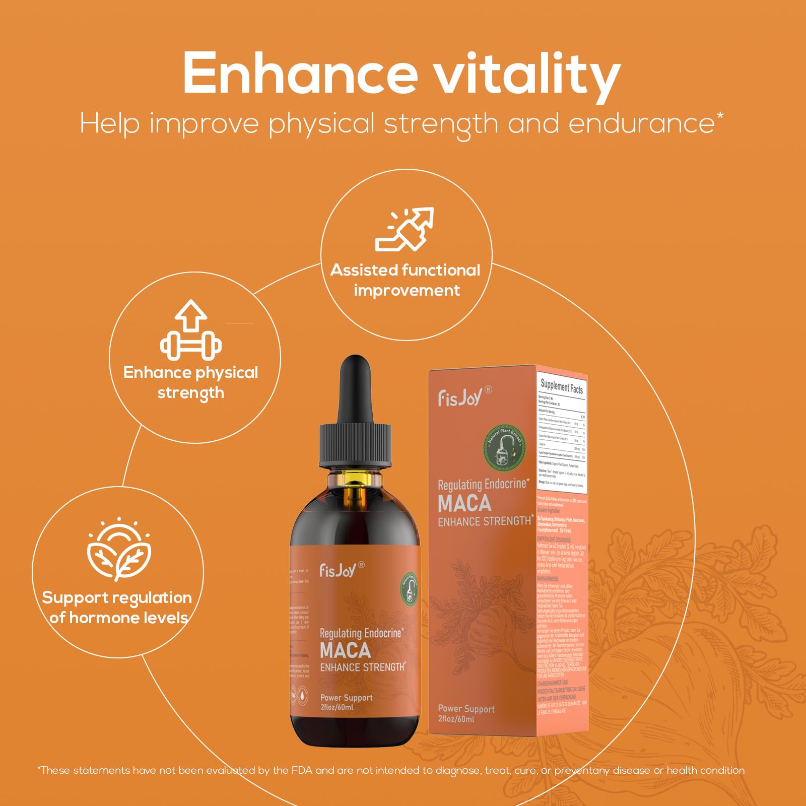 Fisjoy Organic Maca Liquid Drops with Ashwagandha & Beet Root – Supports Daily Vitality & Overall Wellness – Non-GMO, Vegan Herbal Supplement, 2 fl oz (60 mL) Fisjoy uk supplements
