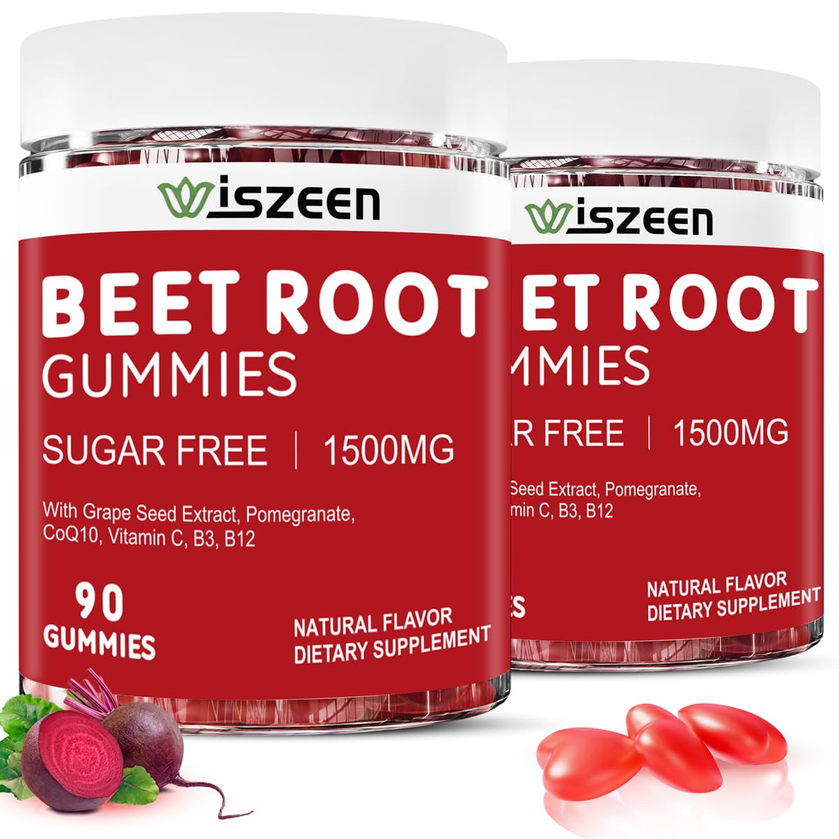 Wiszeen Beet Root Gummies - 60 Servings - Beets Gummies Beet Chews Nitric Oxide Wiszeen uk supplements