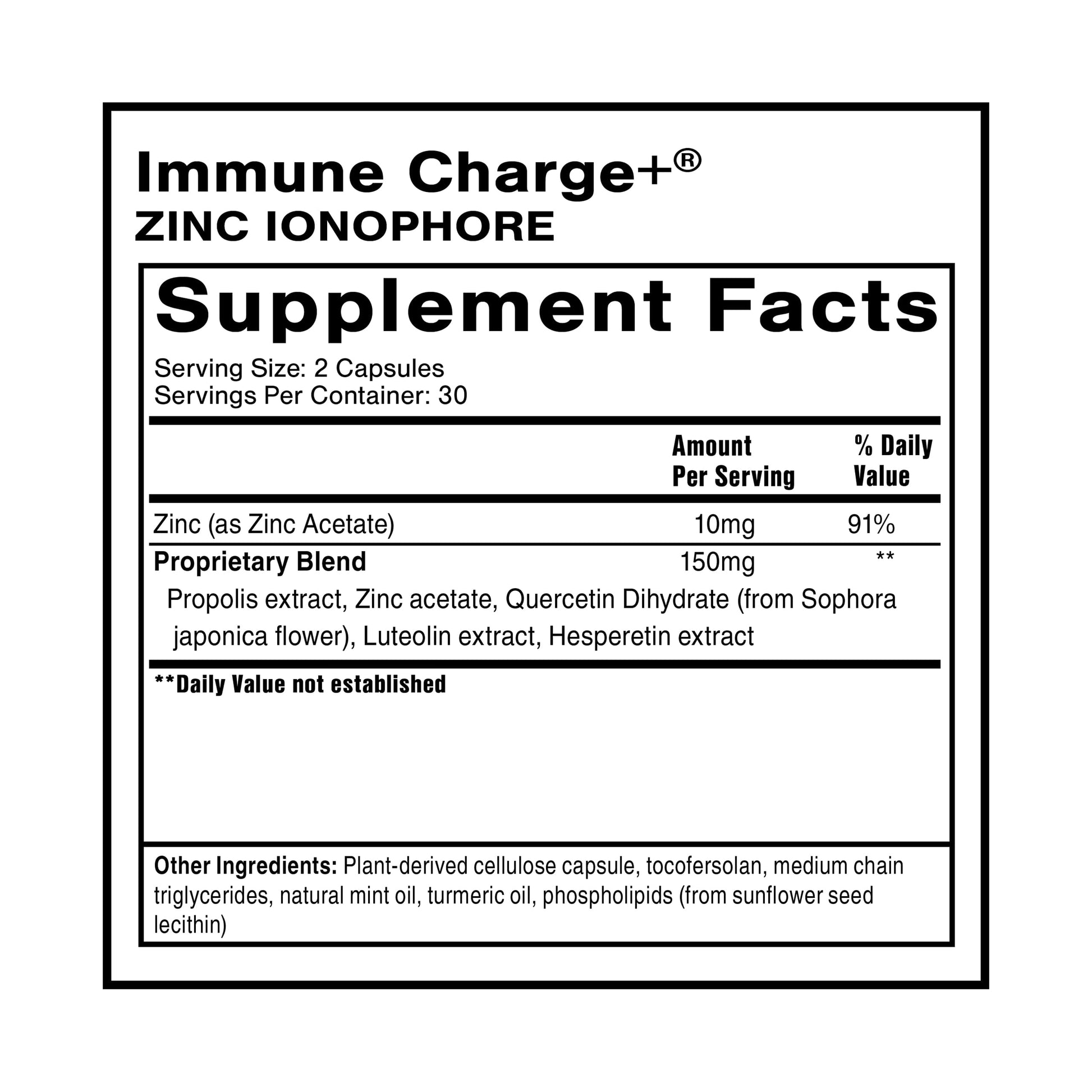 Quicksilver Scientific Immune Charge+ Zinc Ionophore - Zinc Supplement Complexed with Quercetin, Luteolin, Hesperetin Immune + GI Support (60 Capsules) Quicksilver Scientific uk supplements