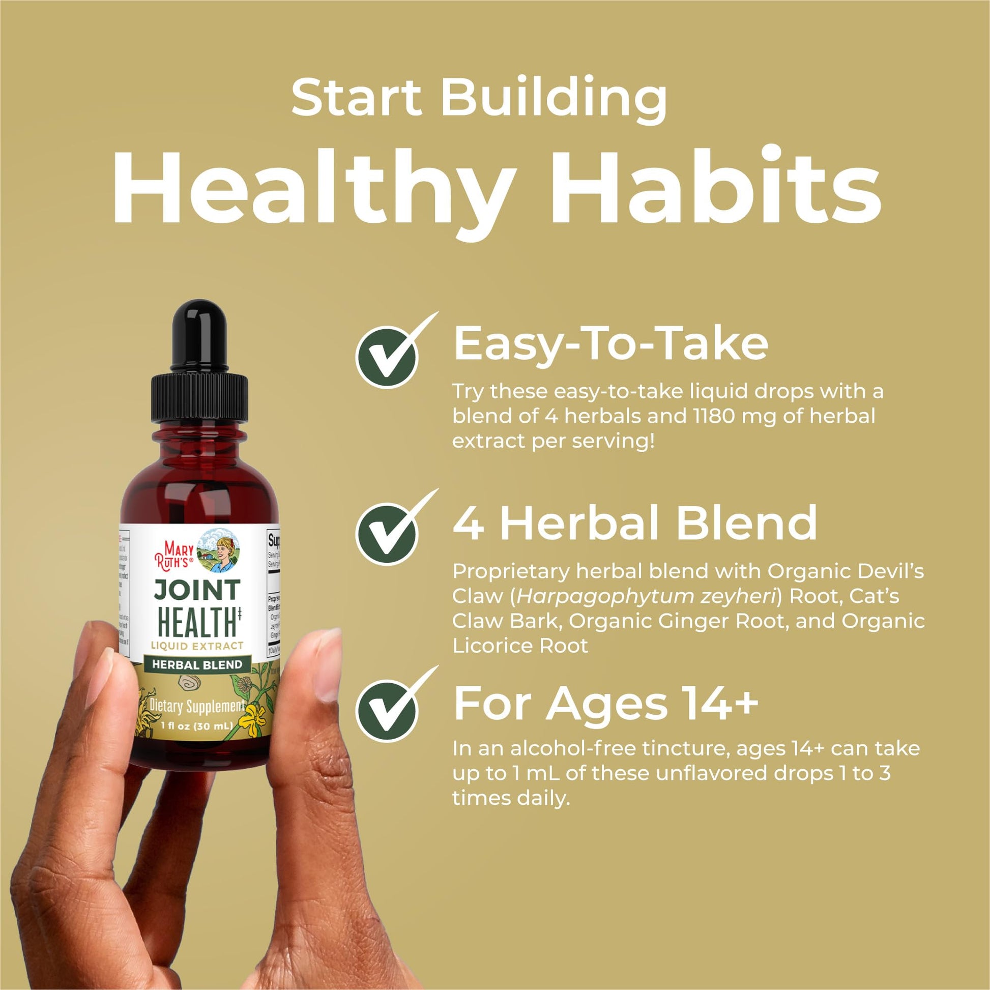 MaryRuth Organics Joint Health Liquid Extract | Four Herbal Blend Liquid Drops | Ginger Root | Licorice Root | Cats Claw | Devils Claw | Vegan | Non GMO | Alcohol Free Tincture | 30 Servings MARYRUTH'S uk supplements