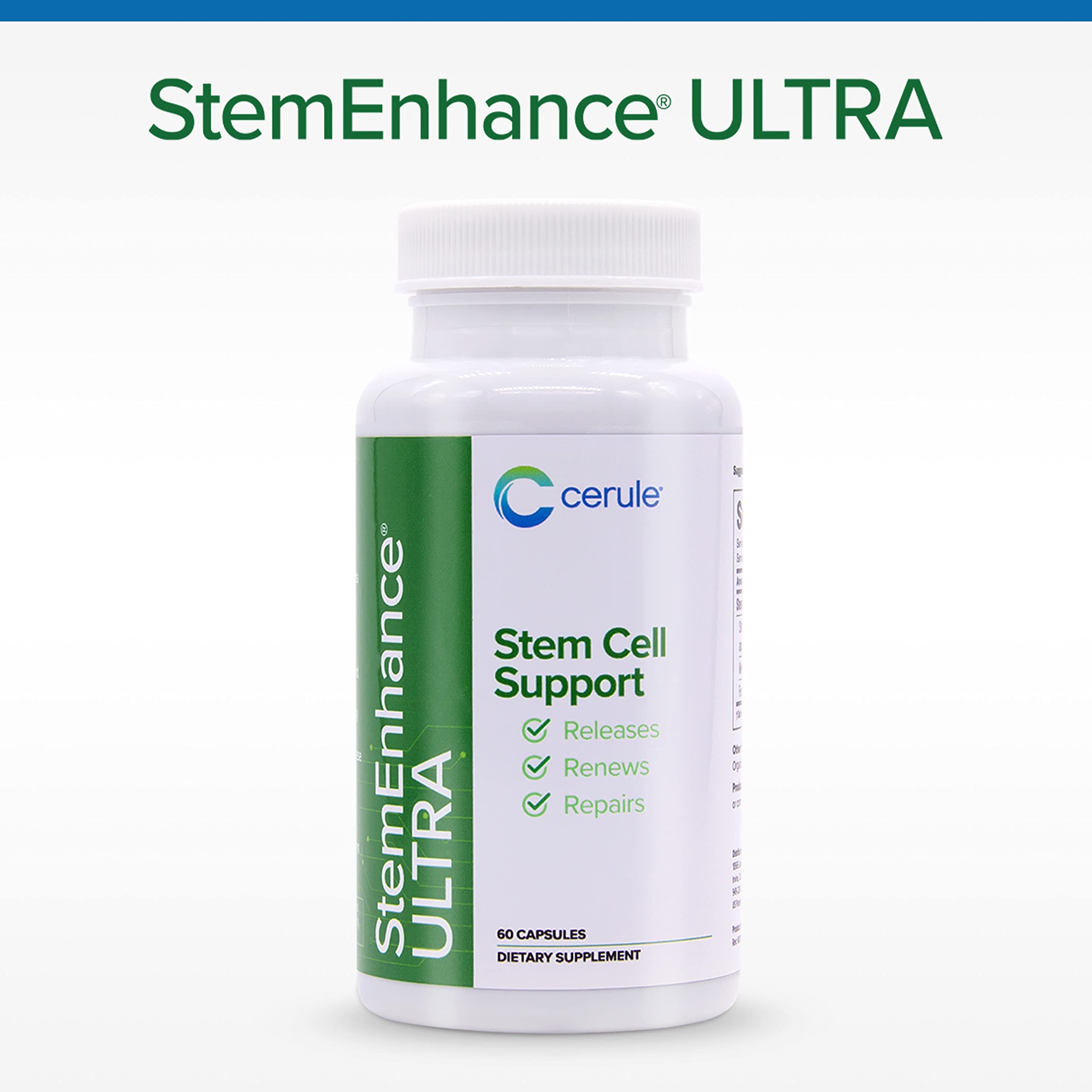 Cerule StemEnhance Ultra Natural Stem Cell Support Supplement – Freshwater Microalgae and Marine Macroalgae Extracts for Cellular Renewal, Immune Function, Energy, and Tissue Recovery – 60 Capsules Cerule uk supplements