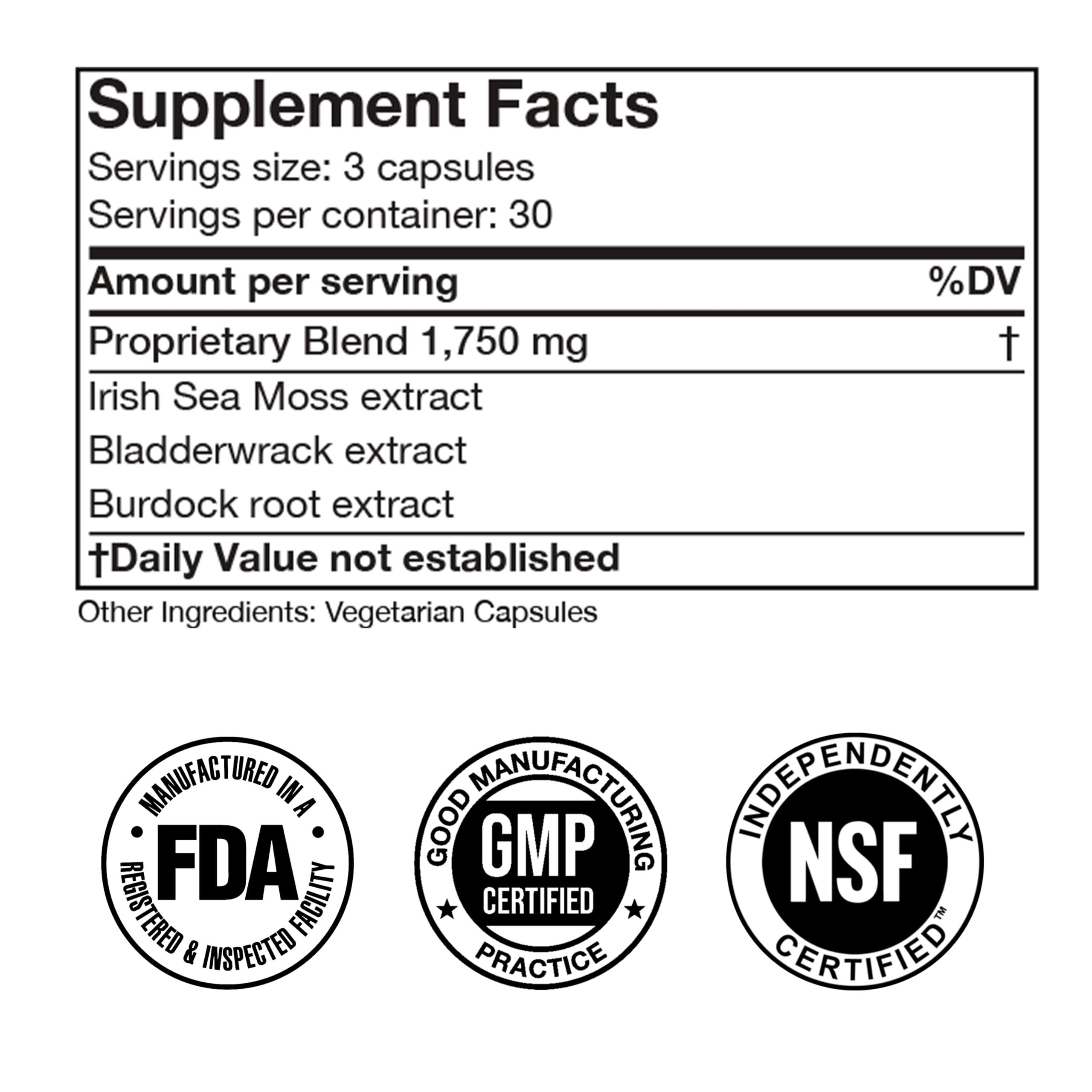 Irish Sea Moss Advanced Supplement Capsules 1500mg, Ultra Potent Seamoss Advanced with Bladderwrack & Burdock Root, Made in FDA-Registered, NSF-Certified Facility, Overall Health Support, 90 Capsules Doctor Morse's uk supplements
