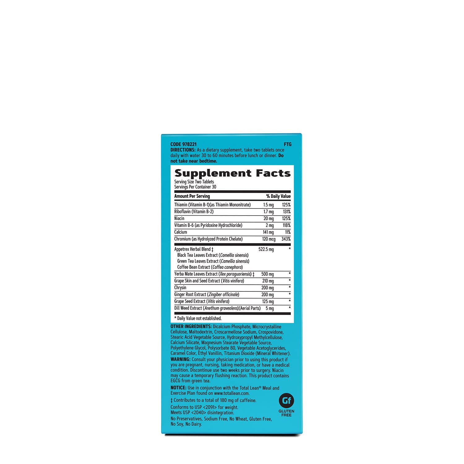 GNC Total Lean Appetrex Control | Clinically Shown to Reduce Calorie Intake | 60 Tablets GNC uk supplements