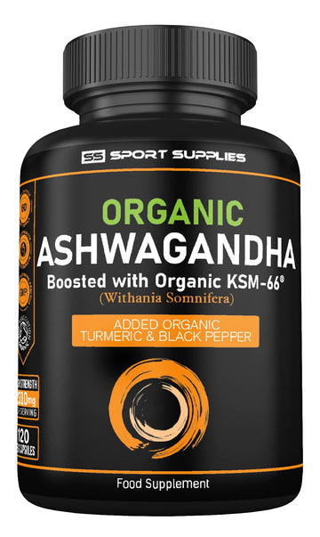 Organic Ashwagandha Capsules 1200mg Boosted with 100mg of Organic KSM-66 SS Sport Supplies uk supplements