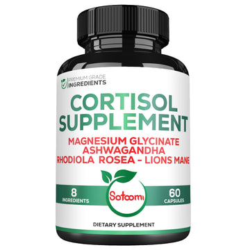 Satoomi 8in1 Cortisol Manager with Magnesium Glycinate, Ashwagandha, Rhodiola Rosea, Lions Mane & More - Cortisol Reducer Supplement Men & Women - 60 Capsules Satoomi uk supplements