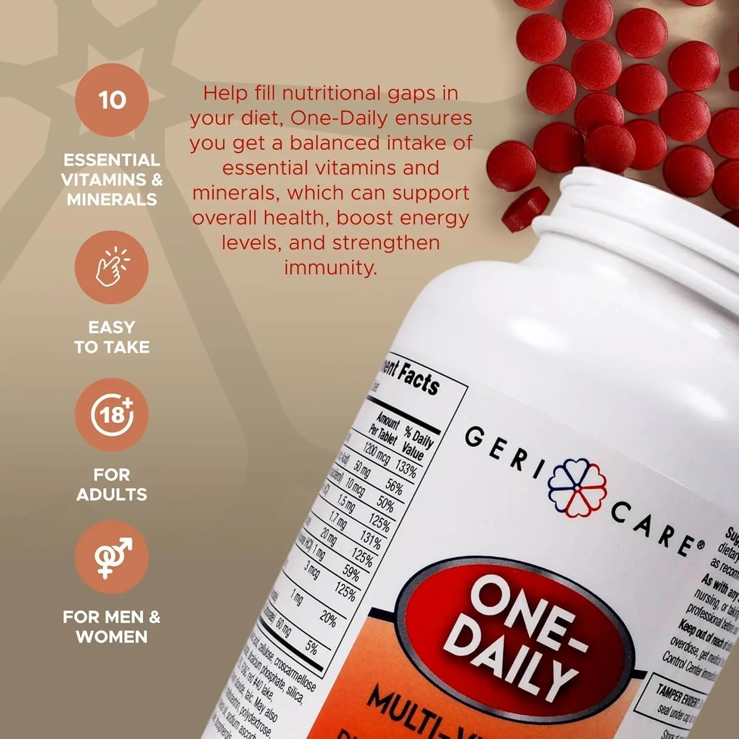 GeriCare Multivitamin Supplement Tablets, (Bottle of 1000) GeriCare uk supplements