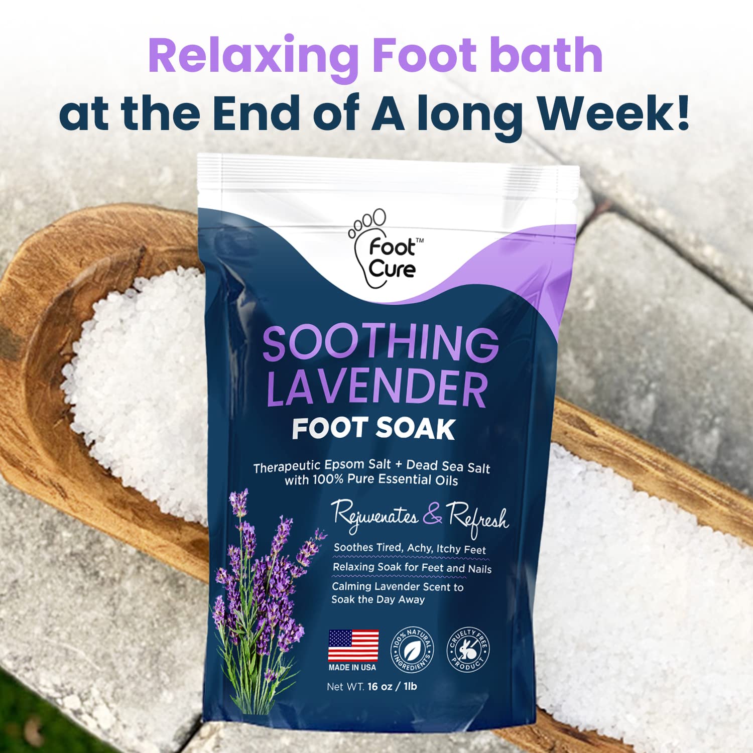 Soothing Lavender Foot Soak with Epsom Salt - Best Toenail Treatment, & Softens Calluses FOOT CURE uk supplements