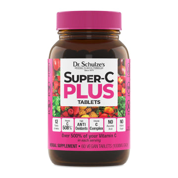Dr. Schulze's Super-C Plus - Vitamin C Supplement for Immune Support - Skin Health & Antioxidant Support - High-Potency Formula - Plant-Based Superfood - Gluten-Free & Vegan - 60 Count (20 Servings) Dr. Schulze's uk supplements