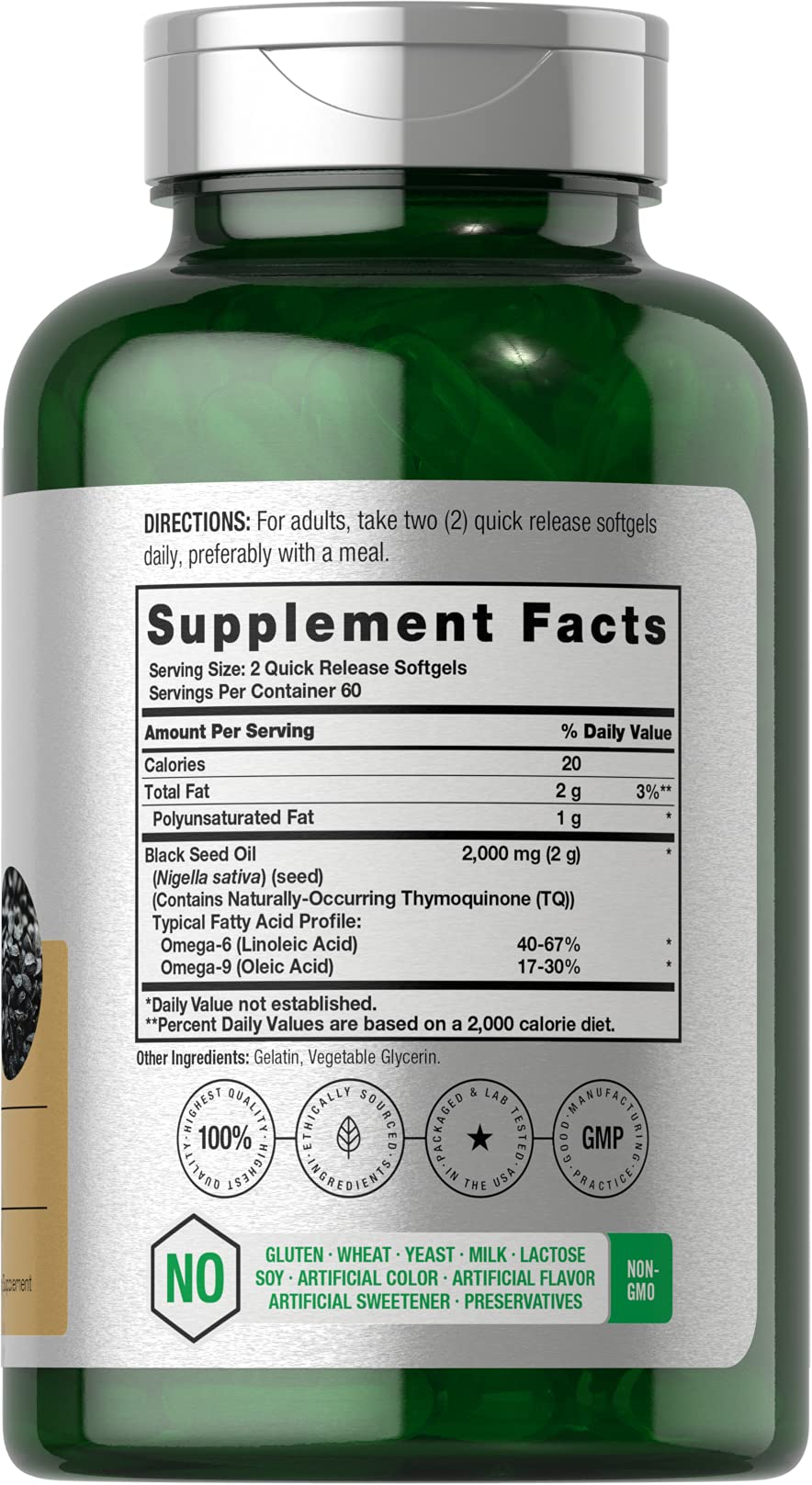 Black Seed Oil 2000mg | 120 Softgel Capsules | Cold Pressed Nigella Sativa Pills Horbäach uk supplements