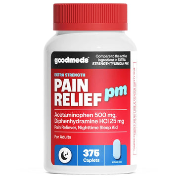 GoodMeds Compare to Tylenol PM PM Pain Reliever & Sleep Aid, Generic Acetaminophen 500mg, Fast-Acting, Extra Strength for Headaches, Migraines, Aches | Non-Habit Forming (375 Count) GoodMeds uk supplements