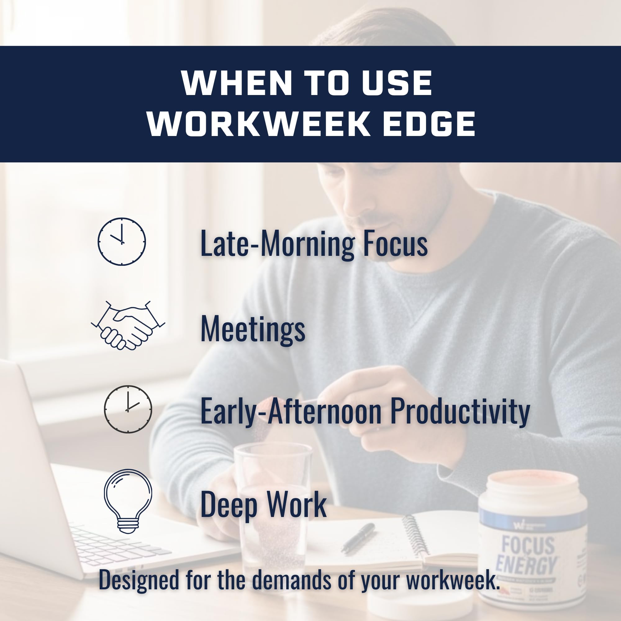 Workweek Edge Focus & Energy Drink Mix Powder – Zero Sugar, 100mg Caffeine + L-Theanine + L-Tyrosine Calm Nootropic Supplement for Steady Focus & Clean Energy – (25 Servings) Workweek Edge uk supplements