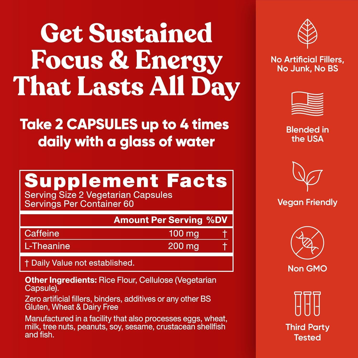 Eu Natural Elite Caffeine Pills with L-Theanine - 100mg Caffeine + 200mg L-Theanine - Jitter-Free Focused Energy & Clean Nootropic Stack - 240 Soft Capsules Eu Natural uk supplements