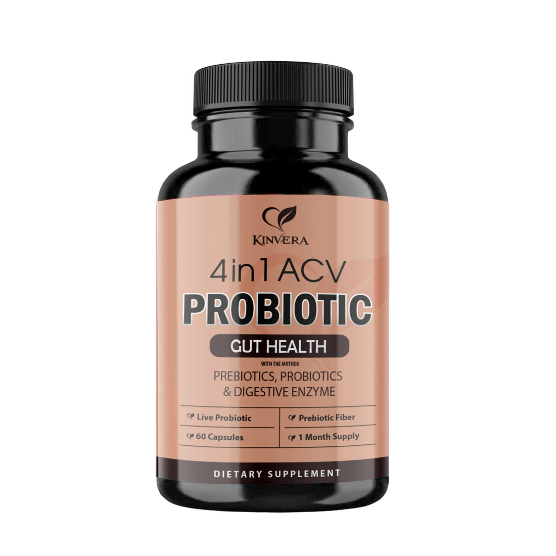 4-in-1 ACV Gut Formula – Apple Cider Vinegar, Prebiotics & Probiotics, Digestive Enzymes – Immune & Complete Digestion – 60 Veggie Capsules KINVERA uk supplements