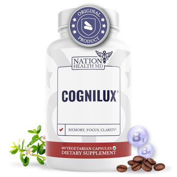 NATION HEALTH MD Cognilux - Brain Supplements for Memory and Focus - Nootropic Focus Supplement with Niacin, Vitamin B6, GABA and More - Memory Supplement for Brain, Brain Health NATION HEALTH MD uk supplements