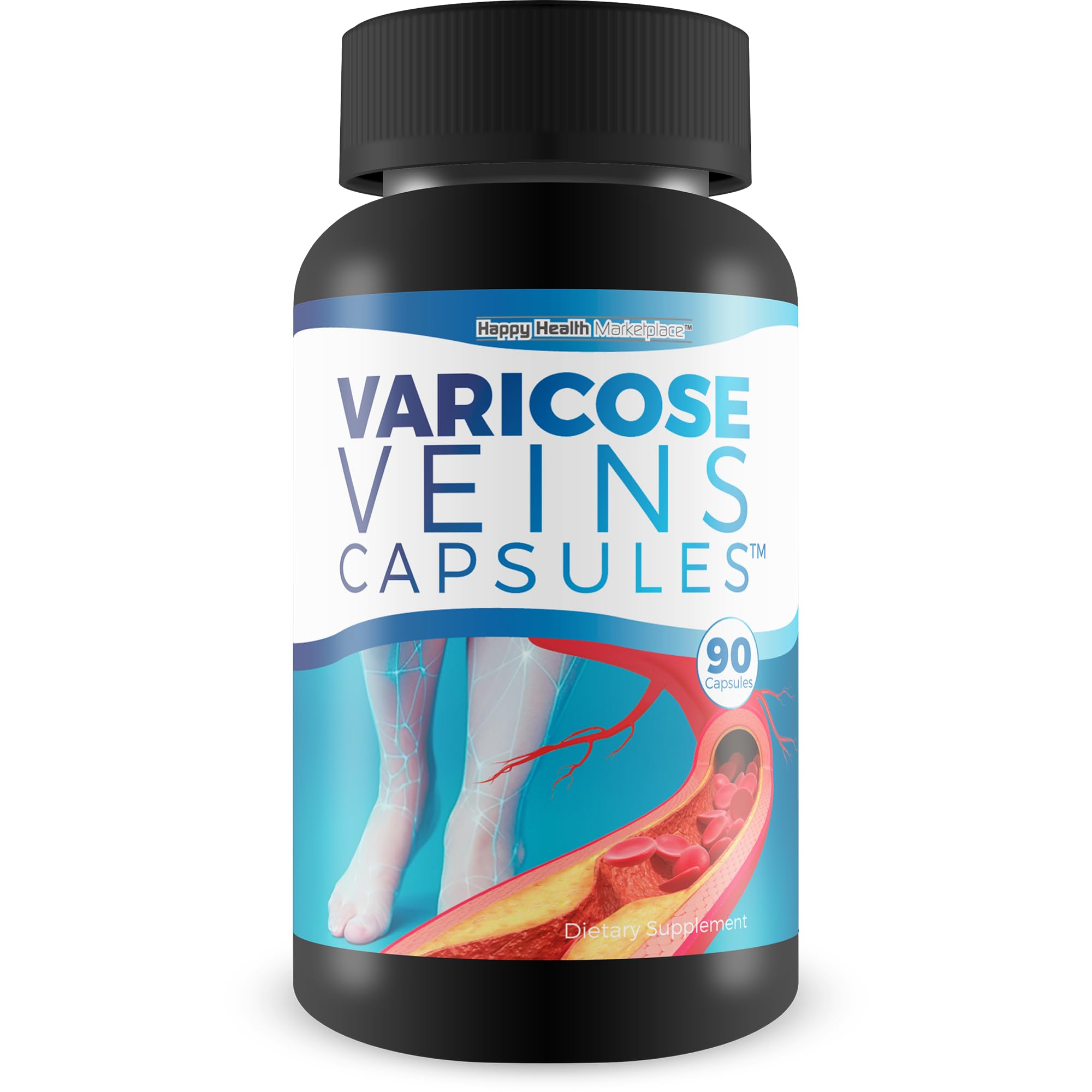 Varicose Veins Capsules - Our Best Natural Varicose Veins Treatment - Varicose Vein Supplement Anti Varicose Veins Women - Herbal Varicose Veins Treatment for Legs - Herbal Remedies for Varicose Veins Happy Health Marketplace uk supplements