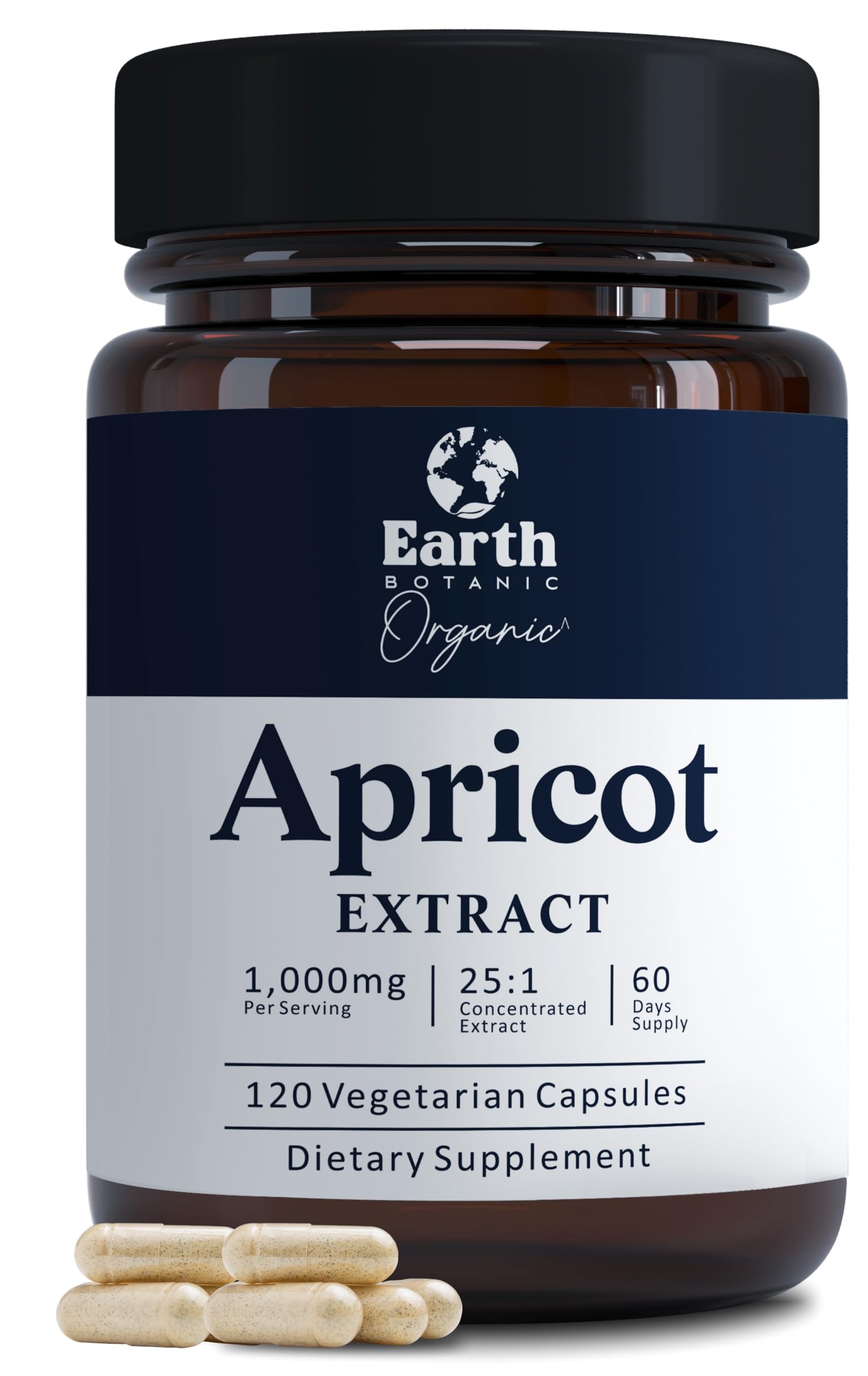 Earth BOTANIC Organic Apricot Extract, 1000 mg 120 Veggie Capsules (Vegan, Non-GMO) Herbal Supplements Earth BOTANIC Organic uk supplements