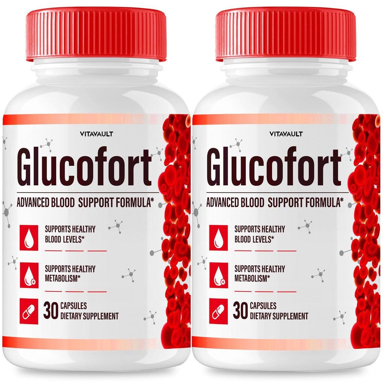 (2 Pack) Glucofort, Max Advanced Blood Support Formula Capsules Vitavault uk supplements