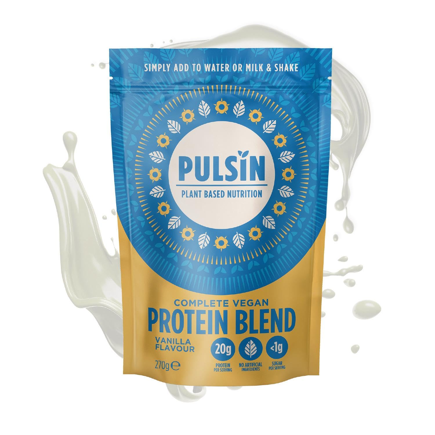 Pulsin plant based nutrition,Complete vegan protein blend,Vanilla flavour 270 g Pulsin uk supplements